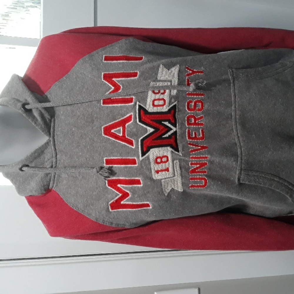 Miami University Oxford Ohio red and grey hoodie. Small